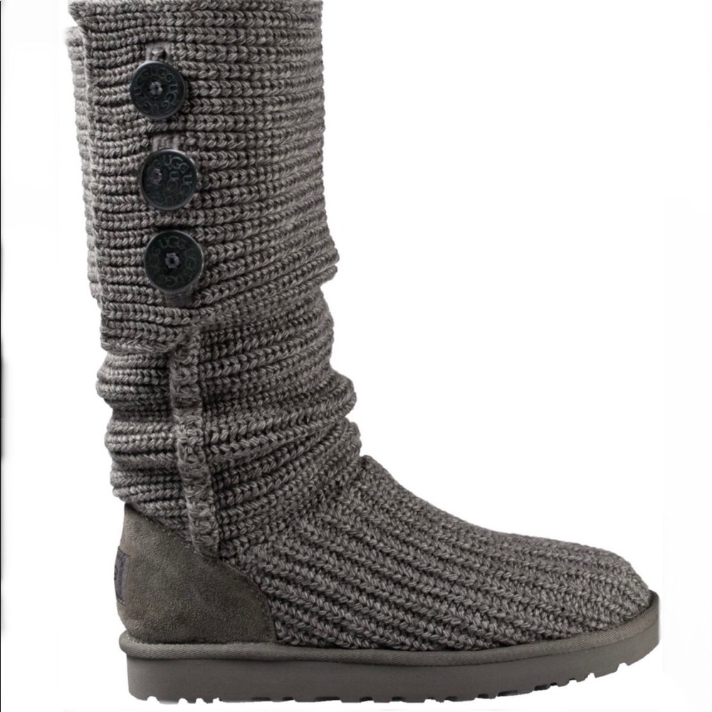 UGG classic Cardy button-detailed knit boots  grey